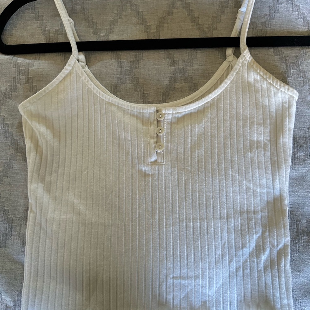 American Eagle New Never Worn White Ribbed Cropped Tank